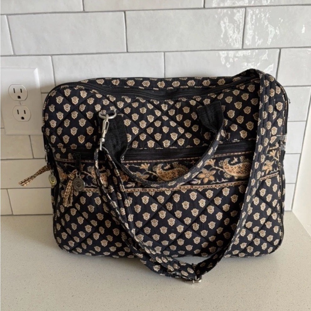 Pierre Deux French Country Vintage Black Floral Quilted Shoulder Bag Hand Made
